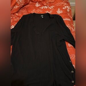 Jones New York Black V-Neck Top